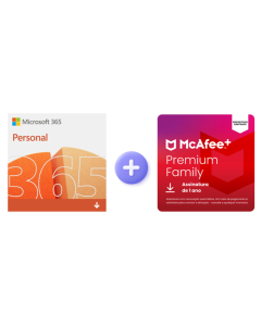 Microsoft 365 Personal ESD + Plus Family McAfee + Família Dispositivos ilimitados 1 ano ESD - MPP31BNRURPFD