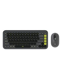 Kit Teclado e Mouse Logitech Pop Icon Cinza e Verde Sem Fio - 920-013056