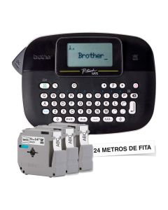 Rotulador Eletrônico Brother PT-M95BKBP P-Touch Portátil Preto com 3 fitas - PTM95BKBP