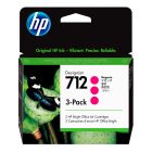 Cartucho de tinta HP 712 Magenta PLUK 29ml 3 unidades - 3ED78A